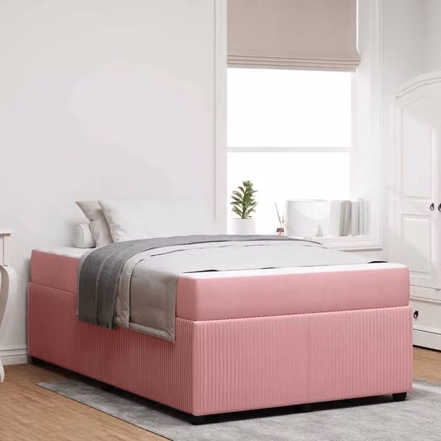 Struttura del letto Rosa 120 x 190 cm Tessuto 3398378