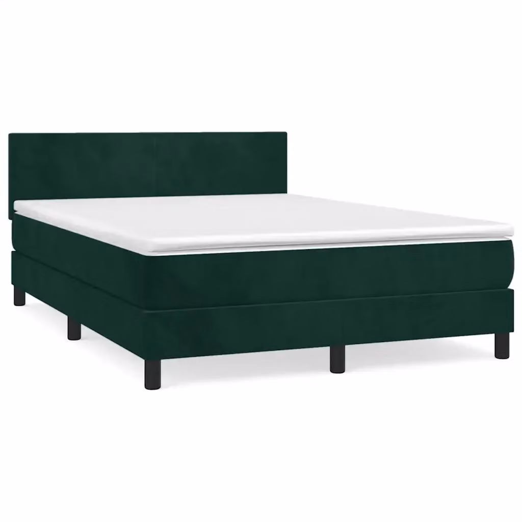 Letto Ibrido vidaXL con Giroletto a Molle e Materasso in Velluto Verde Scuro L/P/H: 203 x 144 x 78 cm – 2