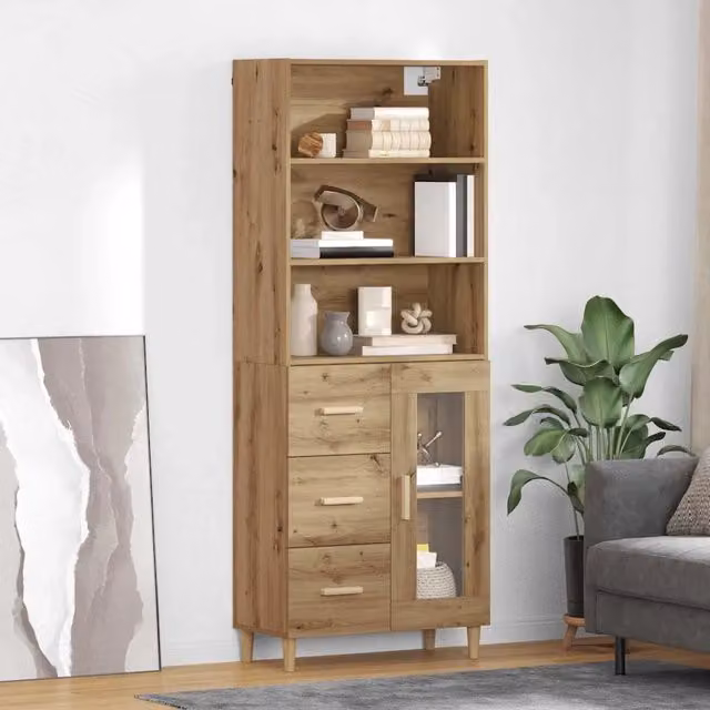 Credenza moderna in legno color rovere vidaXL L: 69,5 cm, P: 34 cm, H: 180 cm – 1