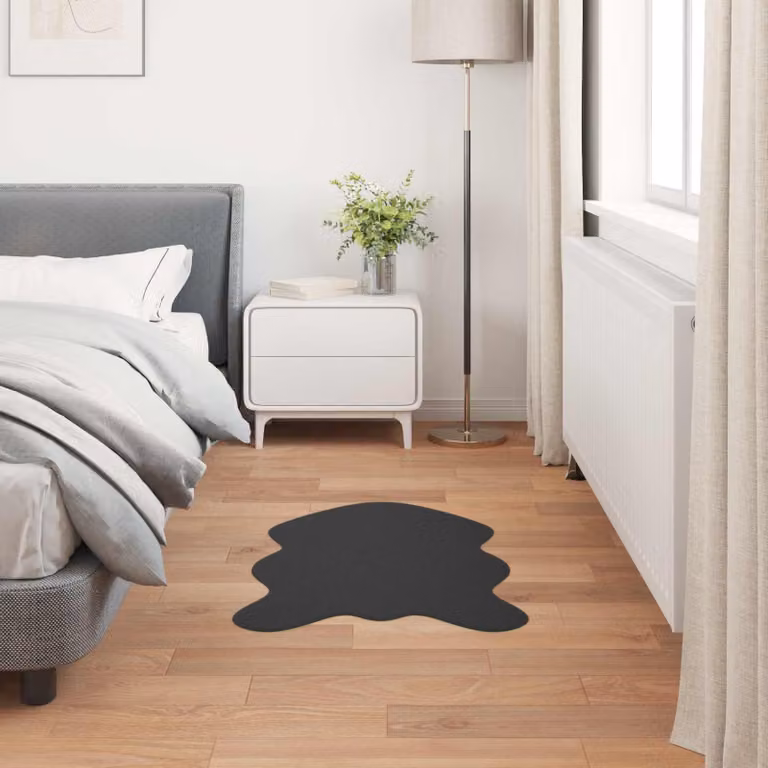 Tappeto antiscivolo vidaXL in ecopelliccia sintetica nera per soggiorno e camera da letto