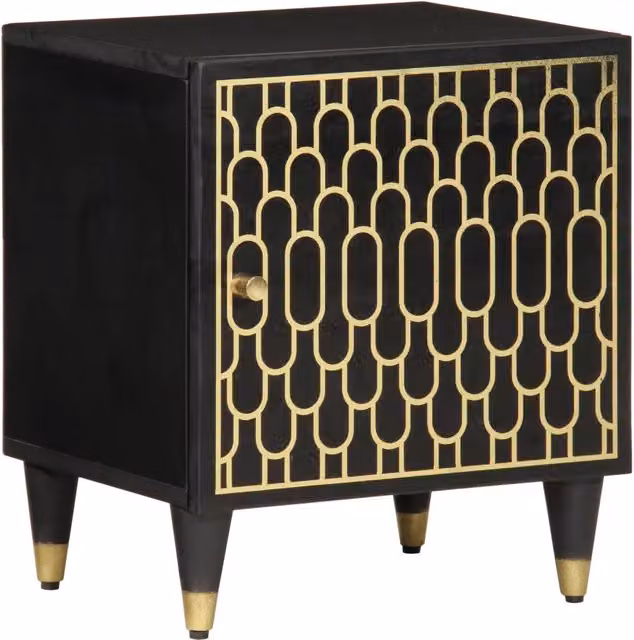 Set di 2 comodini Design Mania in legno massello di mango e metallo nero, L/P/H: 40 x 33 x 46 cm