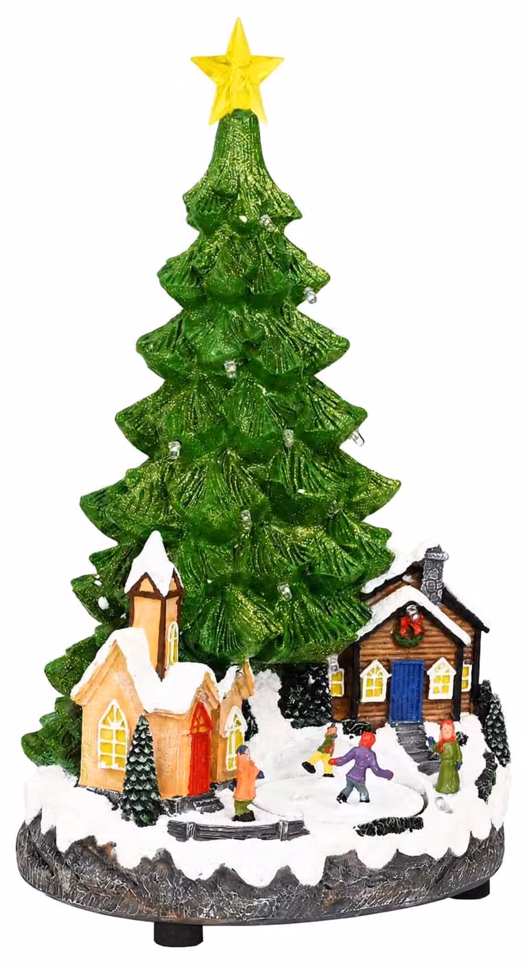 vidaXL Albero di Natale con musica, modello SALO, 16 x 15 x 27,5 cm, resina, verde