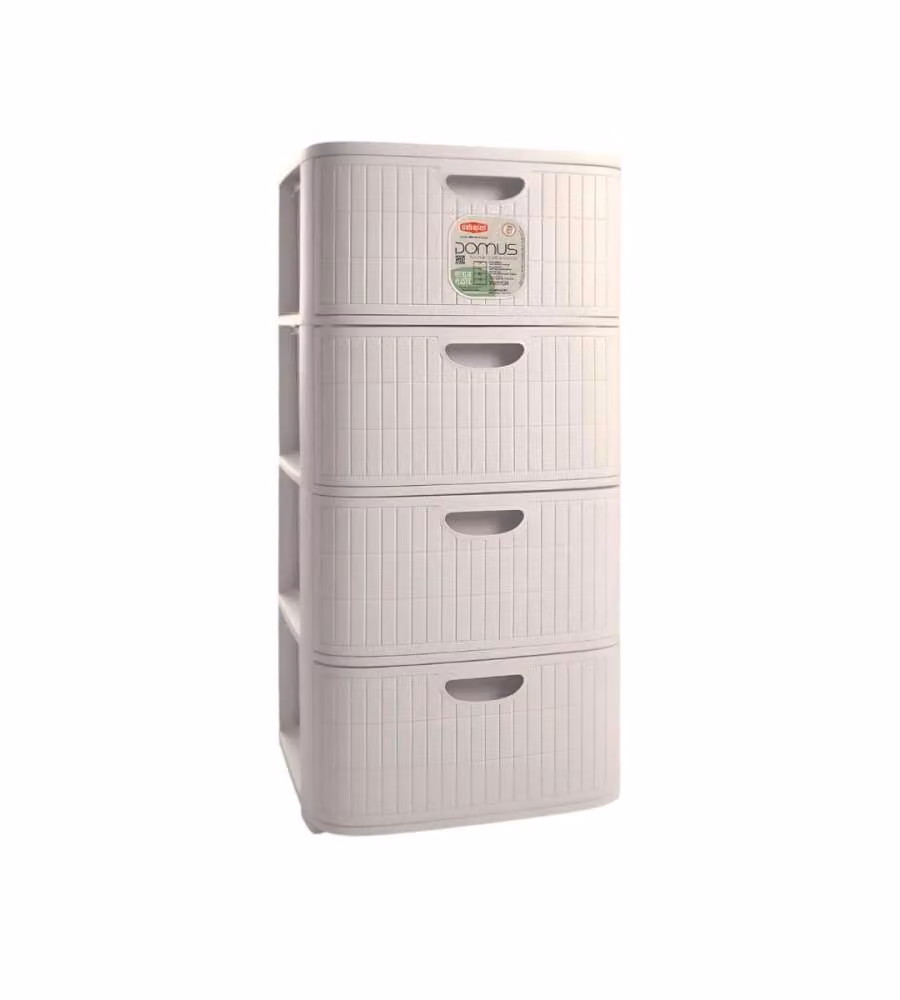 Cassettiera Domus Stefanplast in plastica bianca con 4 cassetti, Altezza: 80 cm