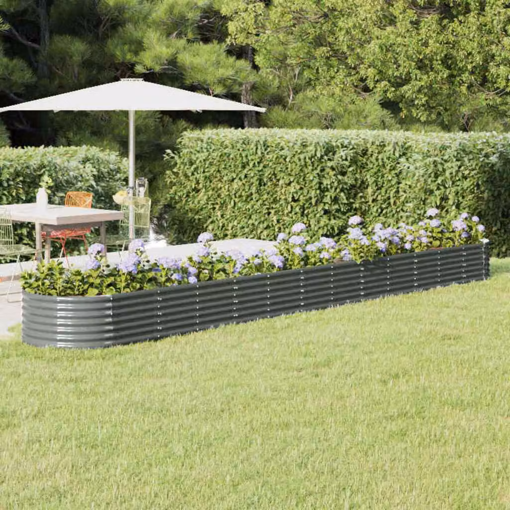 Letto da giardino rialzato vidaXL in acciaio zincato grigio L: 512 cm, P: 80 cm, H: 36 cm