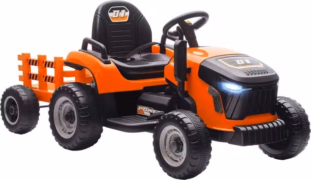 Trattore elettrico per bambini Zephmum arancione con effetti luce e suono e batteria ricaricabile