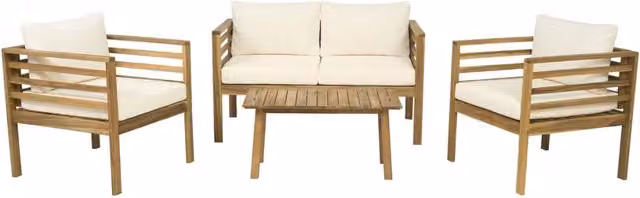 Set da giardino in legno con cuscini inclusi "Beckham" - 4 posti - Beige