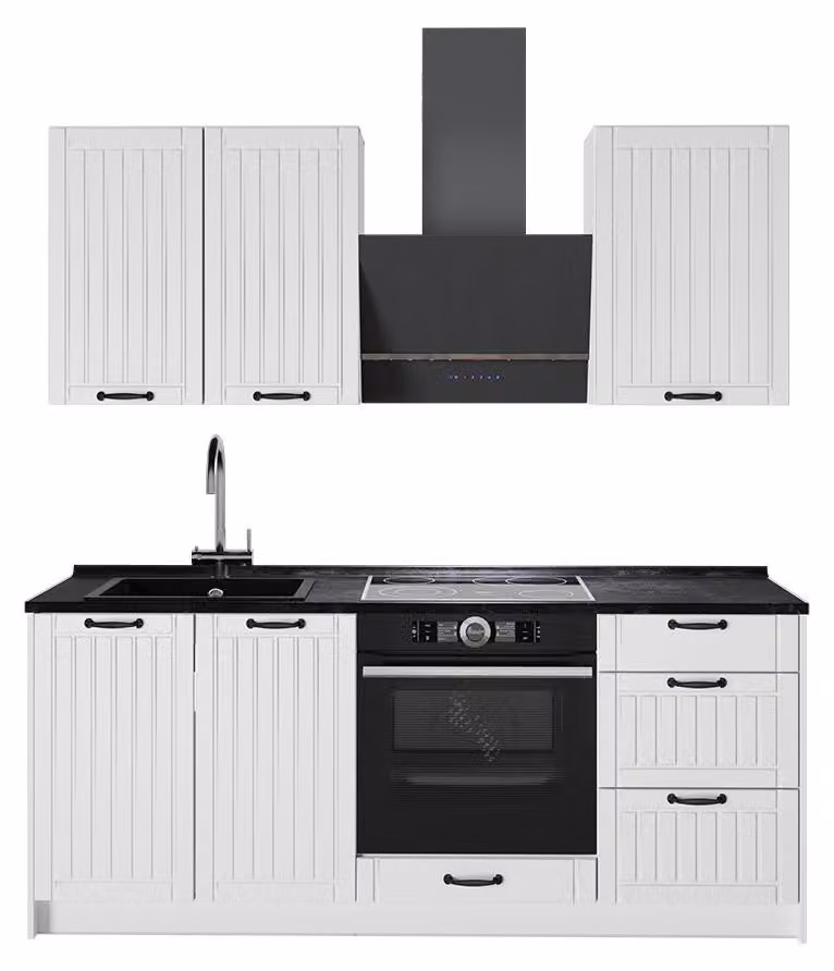 Cucina monoblocco Vicco Fame-Line Bianco rustico/Bianco 190 cm senza piano di lavoro, Model 64930