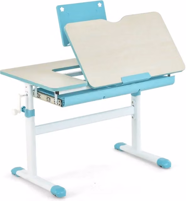Scrivania per bambini regolabile in altezza 80 x 51,5 x 73 cm supporto inclinabile design sicuro atmosfera accogliente metallo blu 20_0010910
