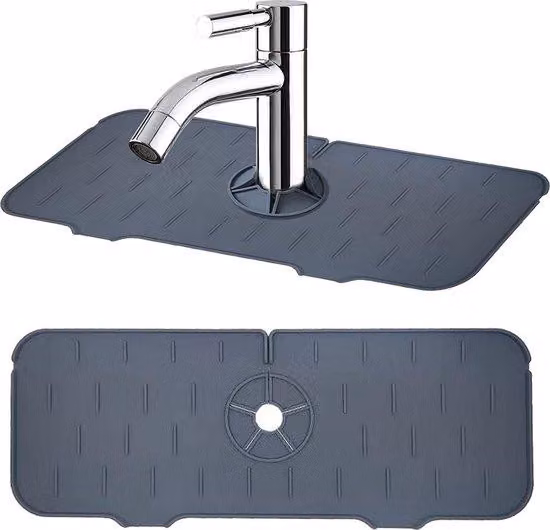 Rubinetto da cucina rivestito in silicone con guarnizione per lavello e rubinetto grigio, ideale per la cucina, il bagno o come protezione per il piano di lavoro.