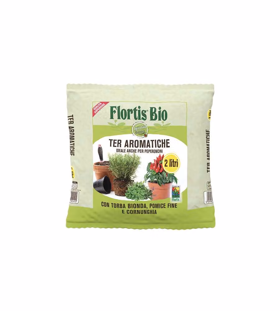 Flortis Terriccio Bio per Piante Aromatiche 2 Litri Drenante e Aerante