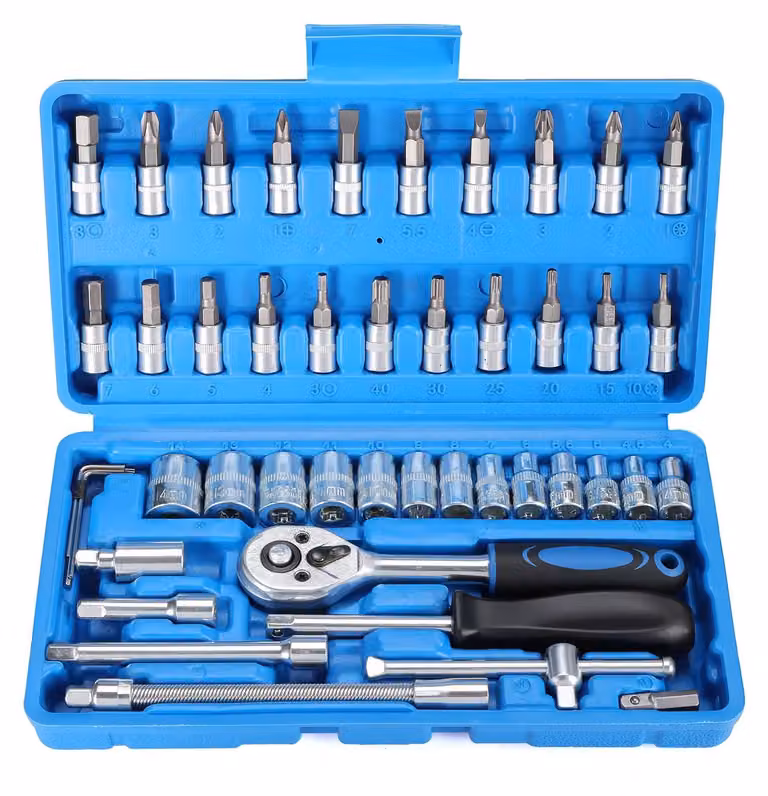 Set di chiavi a bussola da 46 pezzi con cricchetto e set di inserti, ideale per il fai-da-te