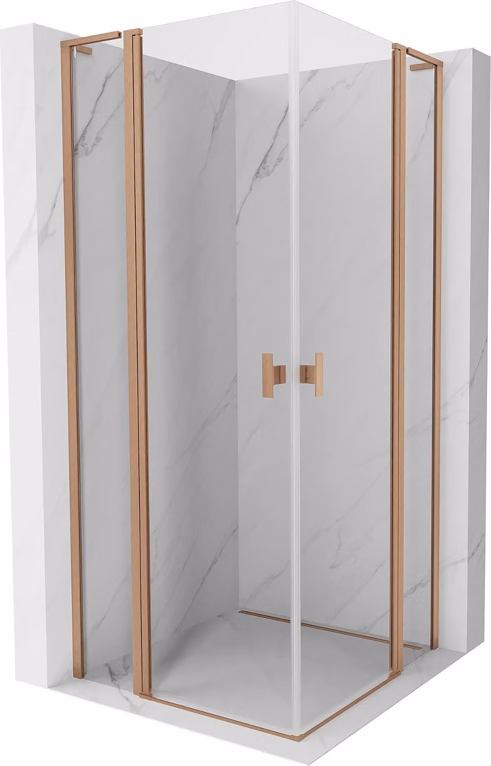 Mexen Mist L Duo cabina doccia a battente 90 x 90 cm, trasparente, rame spazzolato - 8A4L-090-090-65-00