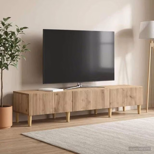 Mobile TV moderno vidaXL in legno color rovere marrone L: 147 cm, P: 34,5 cm, H: 30 cm