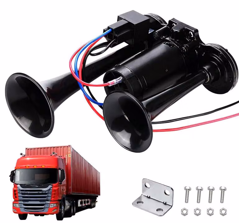 Clacson pneumatico da 12V, 600 dB, a doppio tubo, con compressore, per veicoli
