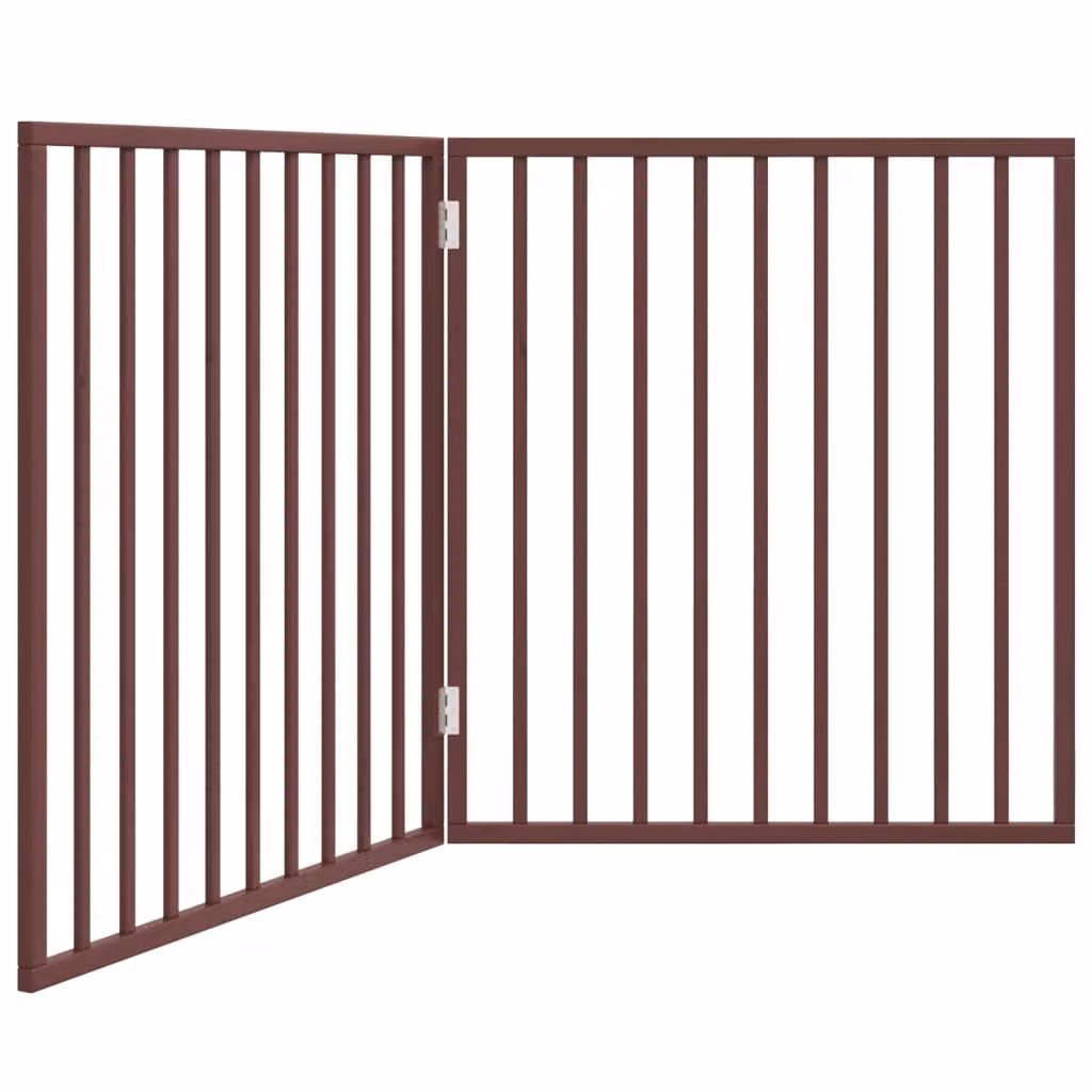 Cancello Cani Pieghevole 2 Pannelli Marrone 160cm Legno Pioppo