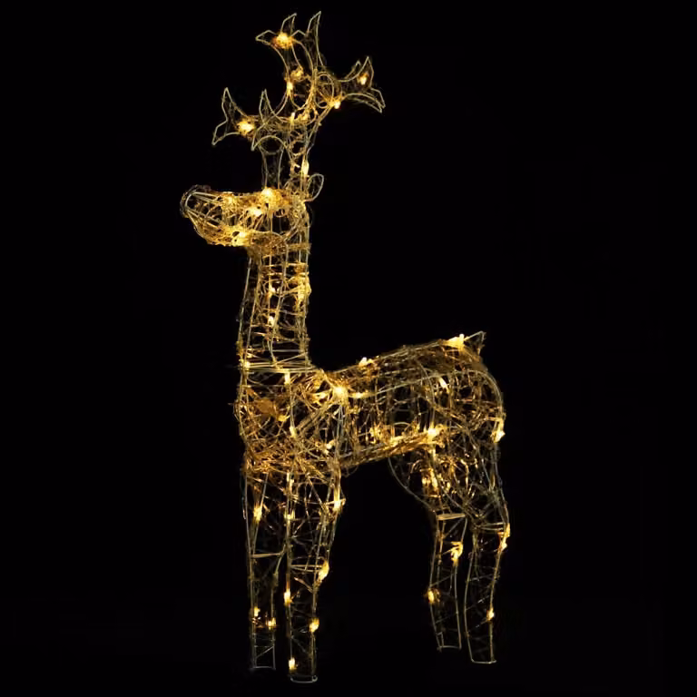 Renne e Slitta Decorazione Natale 90 LED 60x16x100 cm Acrilico