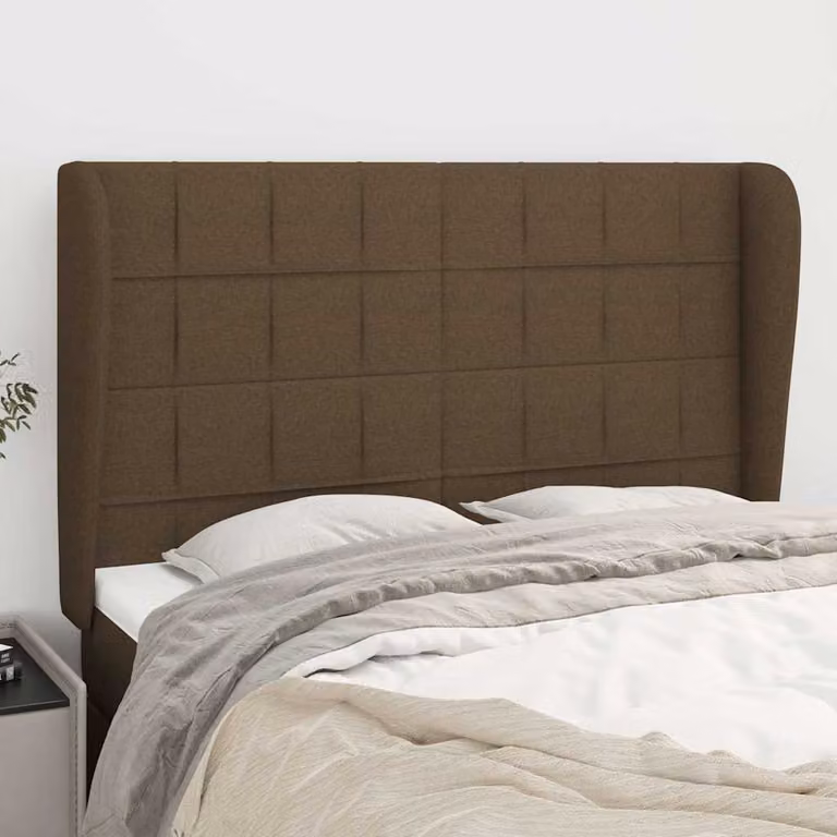 Testiera ad orecchio vidaXL in tessuto marrone scuro L: 147 cm, P: 23 cm, H: 118/128 cm