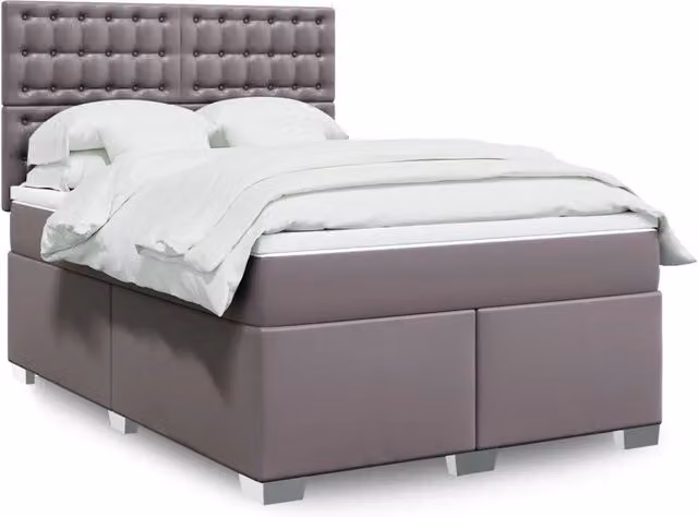 Letto a molle con materasso vidaXL in similpelle grigio e bianco L/P/H: 200 x 140 x 150,5 cm