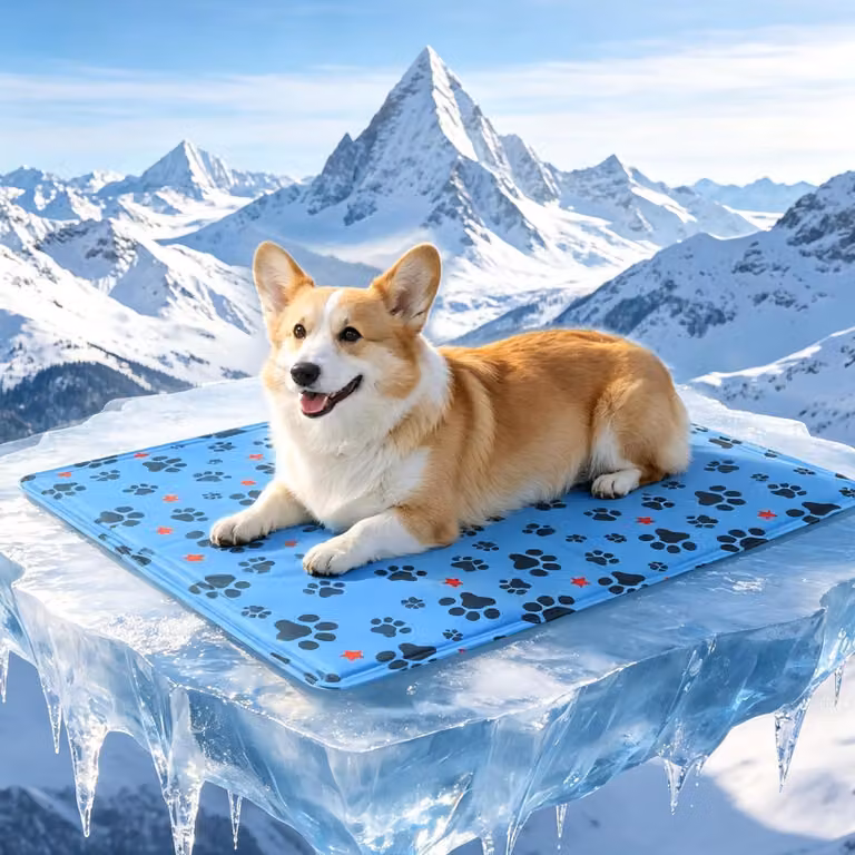 Tappetino refrigerante per cani, 60 x 50 cm, blu, pieghevole, auto-raffreddante