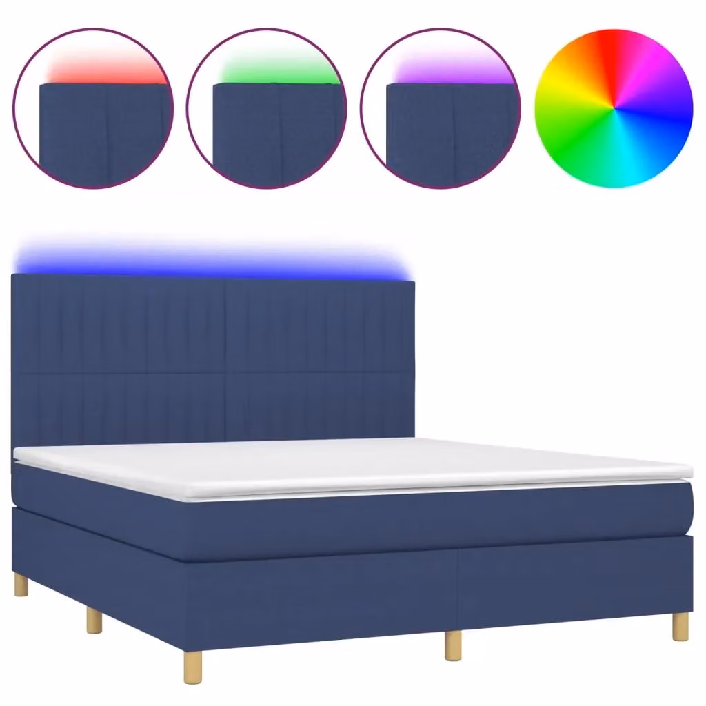 Letto Ibrido con Materasso vidaXL in Tessuto con Illuminazione LED Blu e Porte USB L/P: 180 x 200 cm – 2