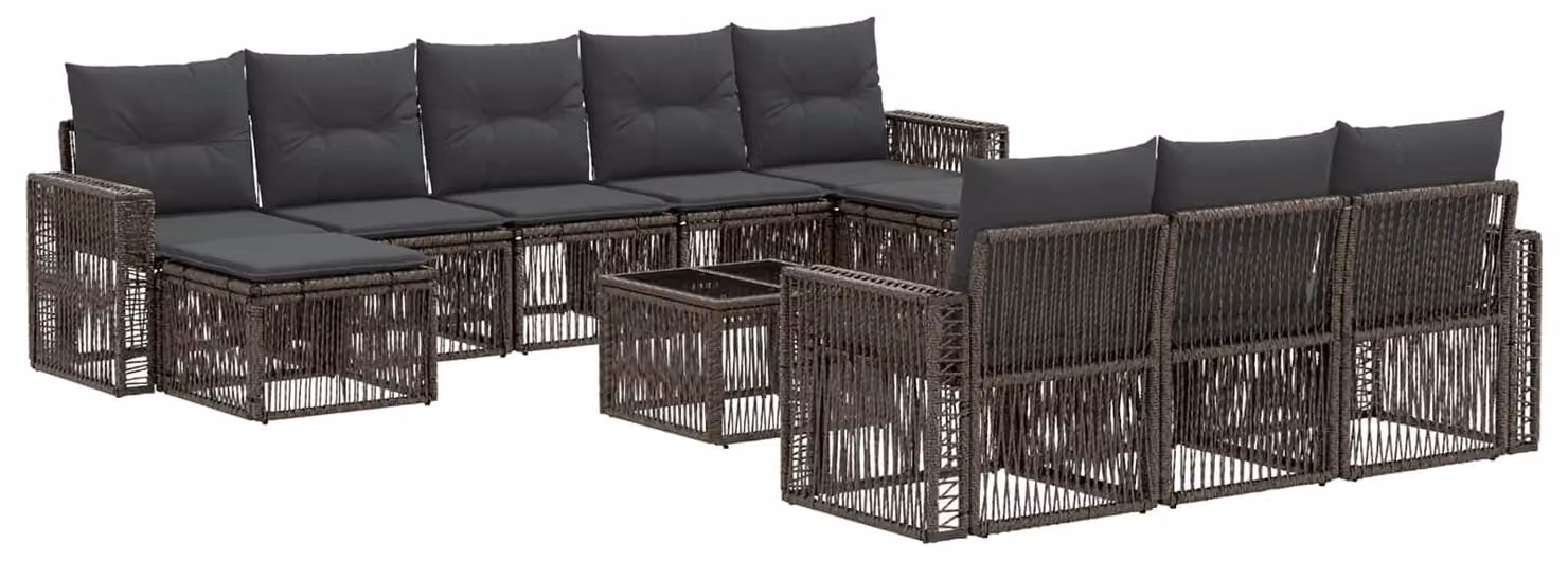 Set Divano da Giardino 11 pcs Grigio e Grigio Scuro polyrattan