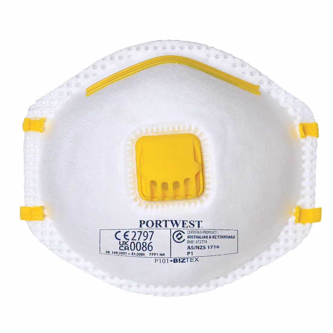 Portwest P101 FFP1 maschera per polveri sottili con valvola Bianco