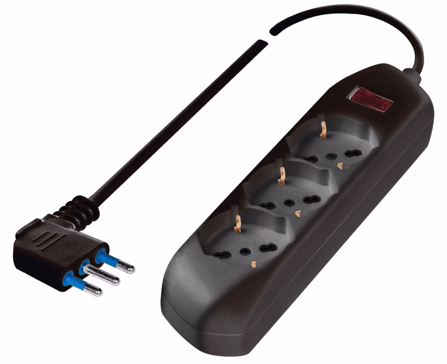 Cavo con 3 prese multiple, colore nero