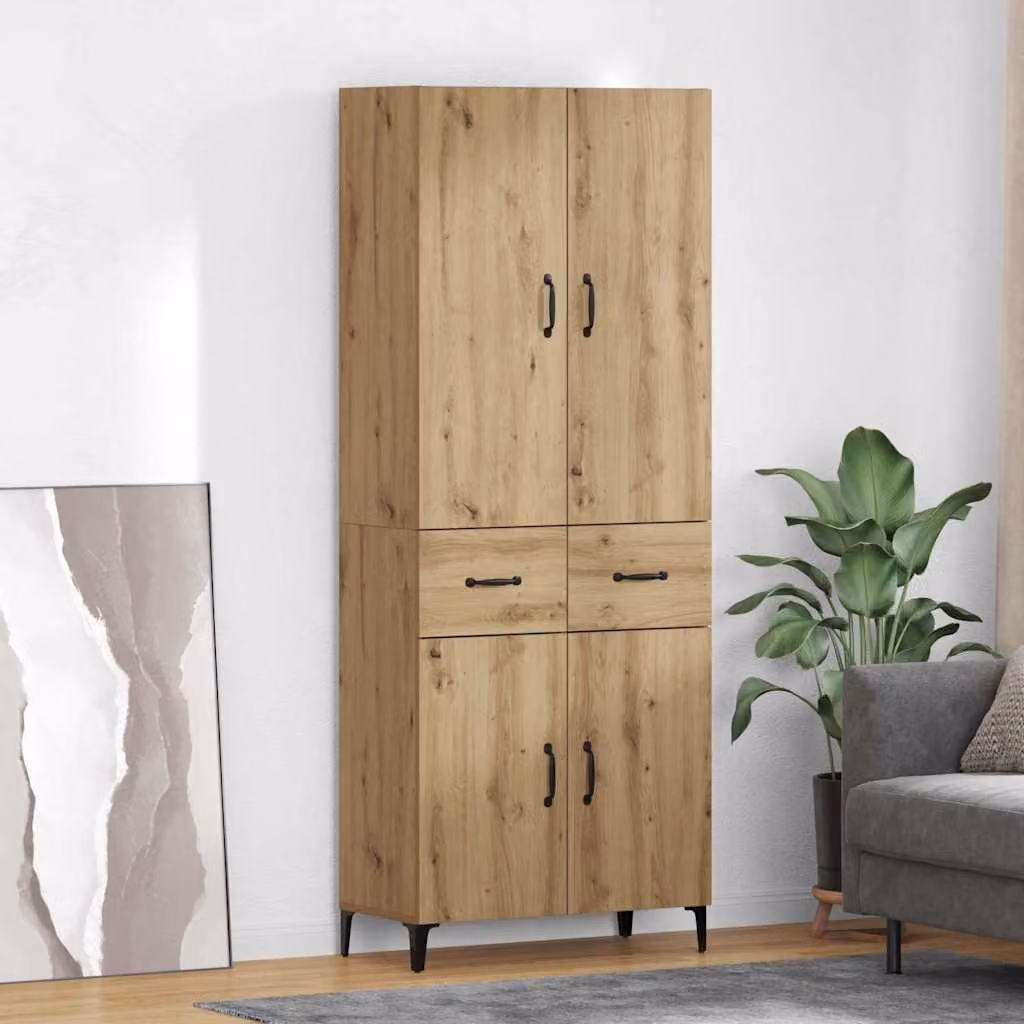 Credenza moderna vidaXL in rovere marrone con ante e ripiani interni L: 69,5 cm, P: 34 cm, H: 180 cm