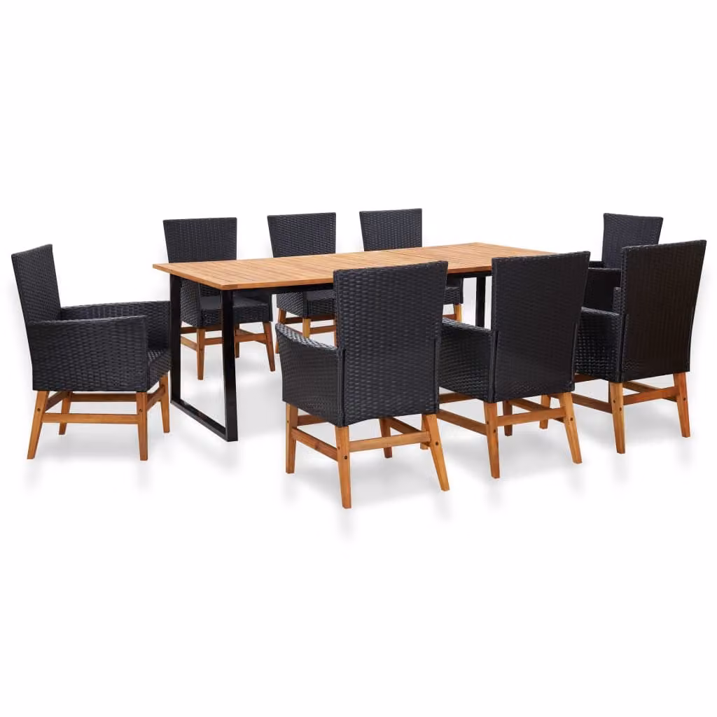 Maison Exclusive - Set da pranzo da giardino a 9 pezzi in rattan sintetico e legno di acacia nero