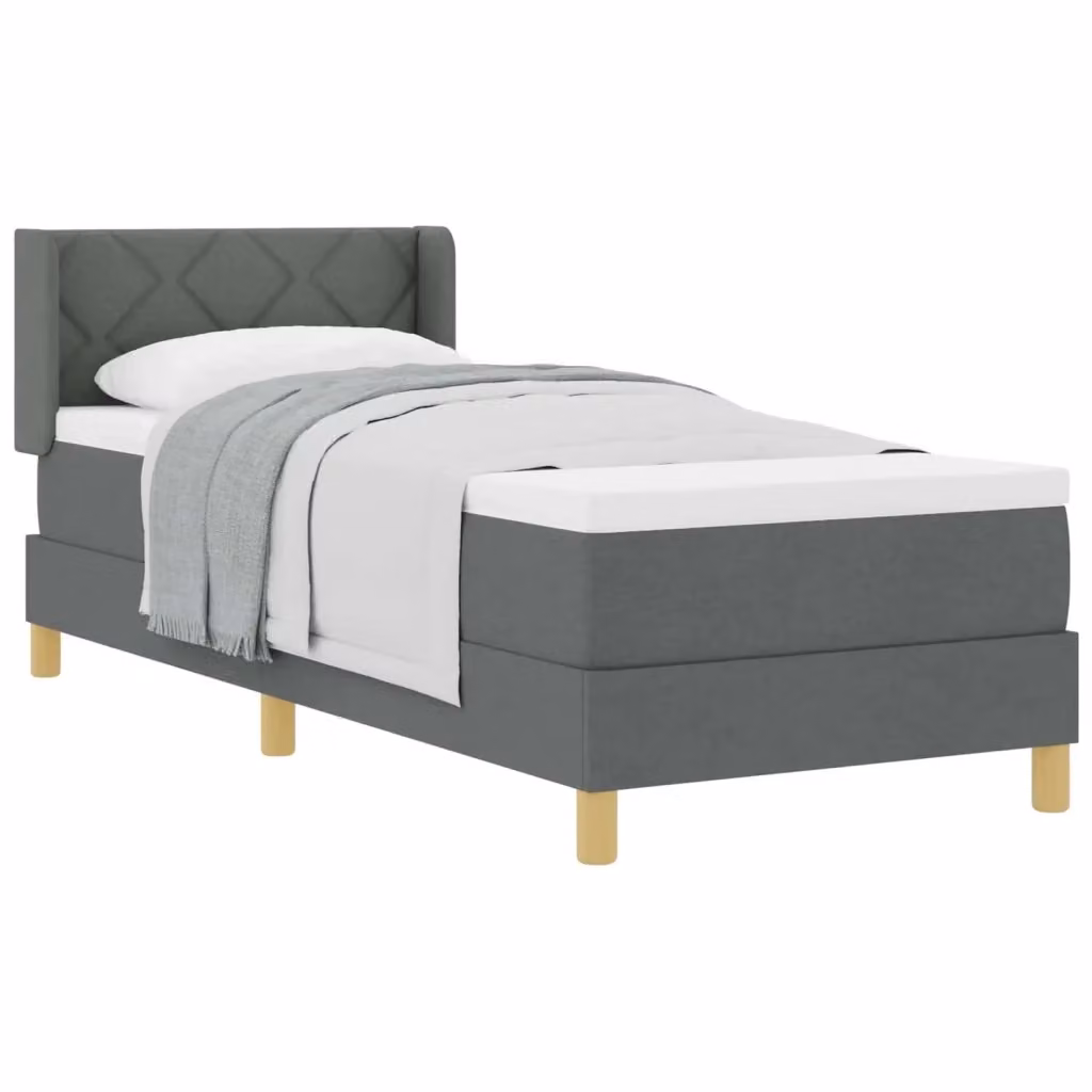vidaXL Letto a molle moderno in tessuto grigio con struttura in legno e schiuma densa L/P: 200 x 80 cm – 2
