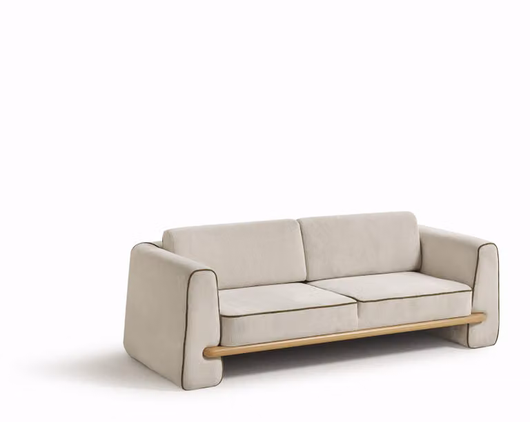 Moderne Beige Couchgarnitur Designer Polster 3-Sitzer Textilsessel