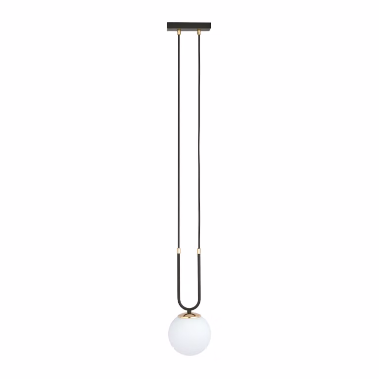 Lampada a sospensione Emibig 1xE14 40W GLAM 1 NERO/OPAL 1112/1