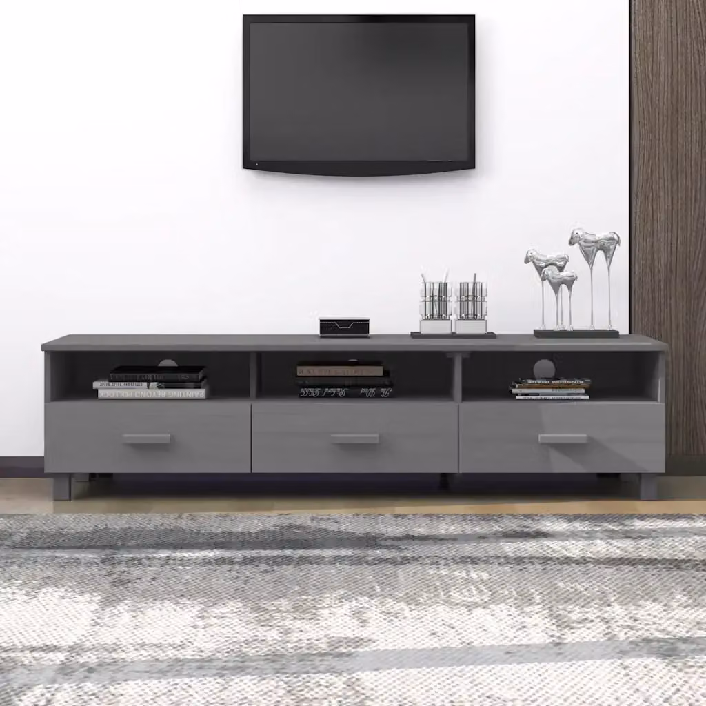 Mobile TV HAMAR Grigio Scuro in Legno di Pino e MDF L: 158 cm, P: 40 cm, H: 40 cm – 2