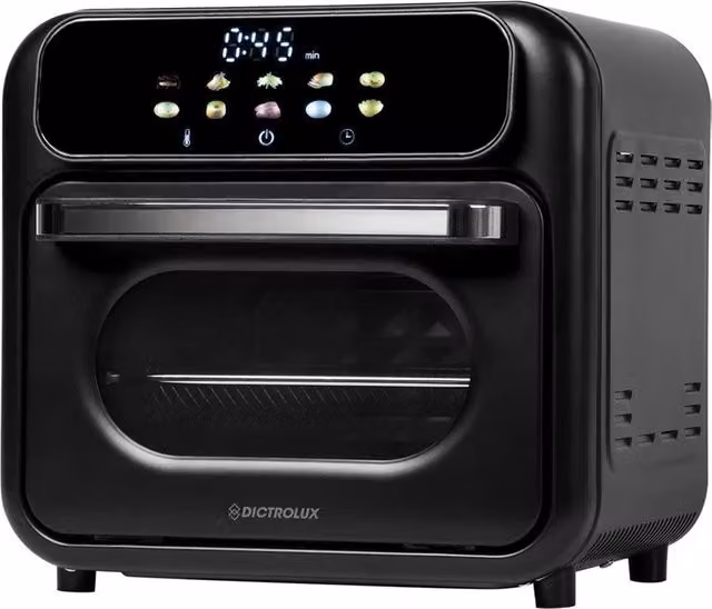 Trade Shop Traesio Forno Friggitrice Ad Aria Multifunzione da 10lt, 870w, Nero, con Display Touch LED e 10 Programmi