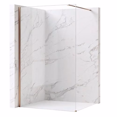 Rea - Parete Doccia Flexi Transparent 130 Vetro Trasparente Da 8 Mm, Rame Spazzolato, Walk-In 120X130X195Cm