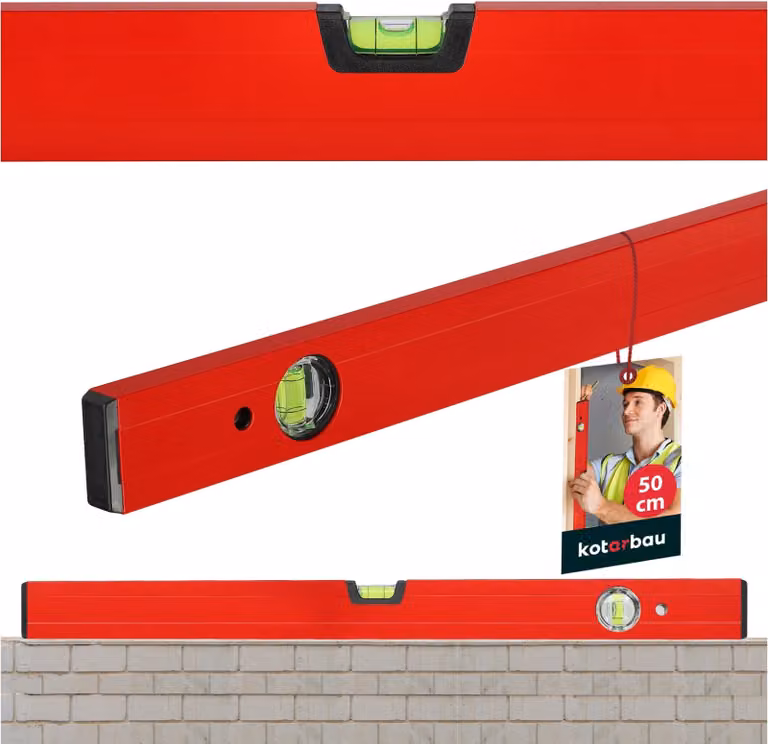 Livella KOTARBAU® in alluminio rosso 60 cm allineamento orizzontale e verticale