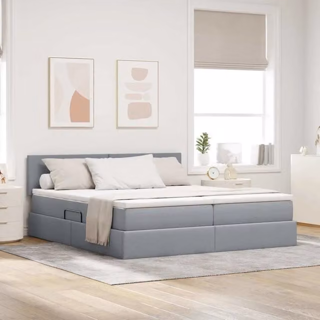Letto con contenitore LED e materasso Grigio Chiaro 3371549