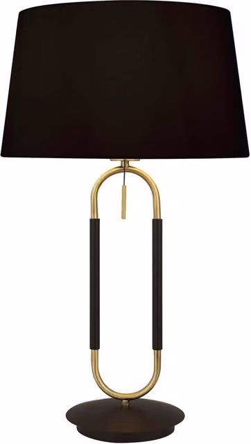 Lampada da scrivania moderna SEARCHLIGHT Jazz in metallo e tessuto nero e ottone con attacco E27