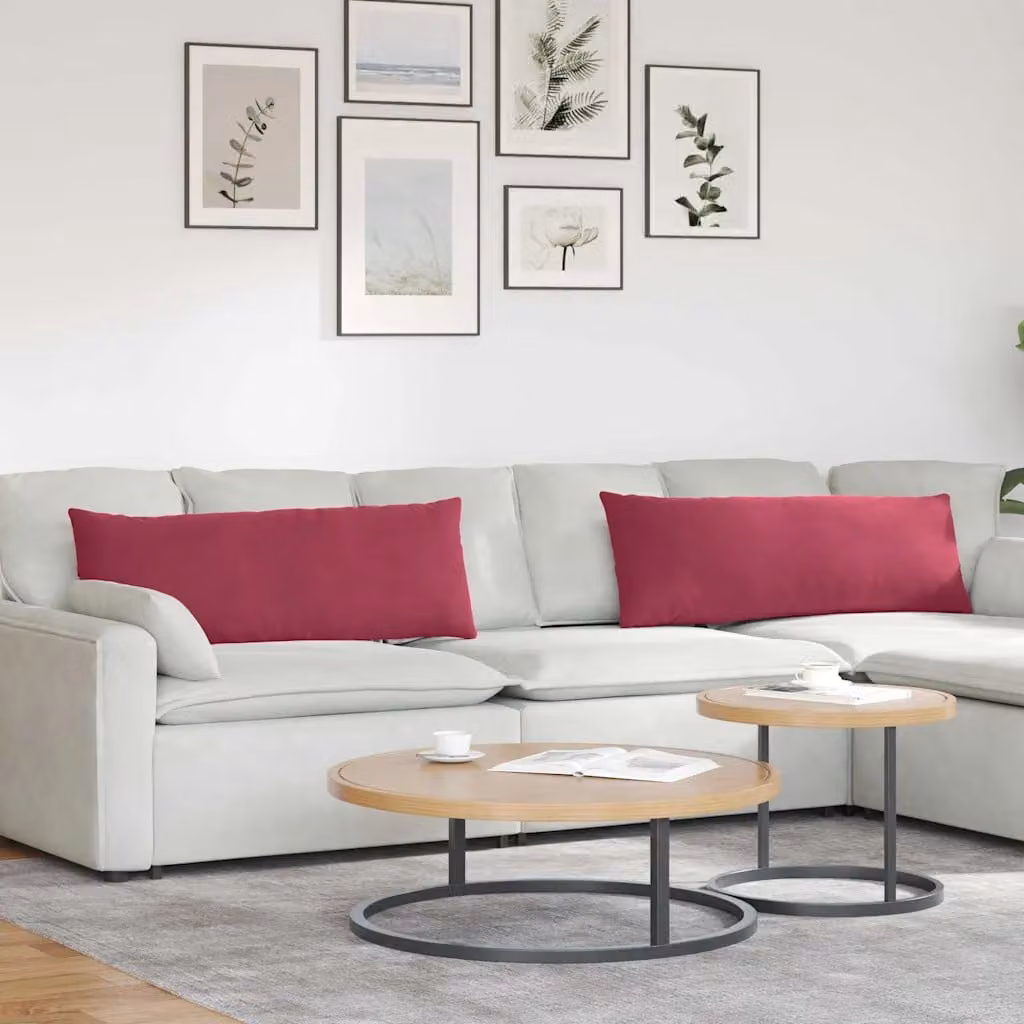 Set di 2 cuscini da divano vidaXL in tessuto a coste rosso, L 120 cm x P 40 cm x H 40 cm