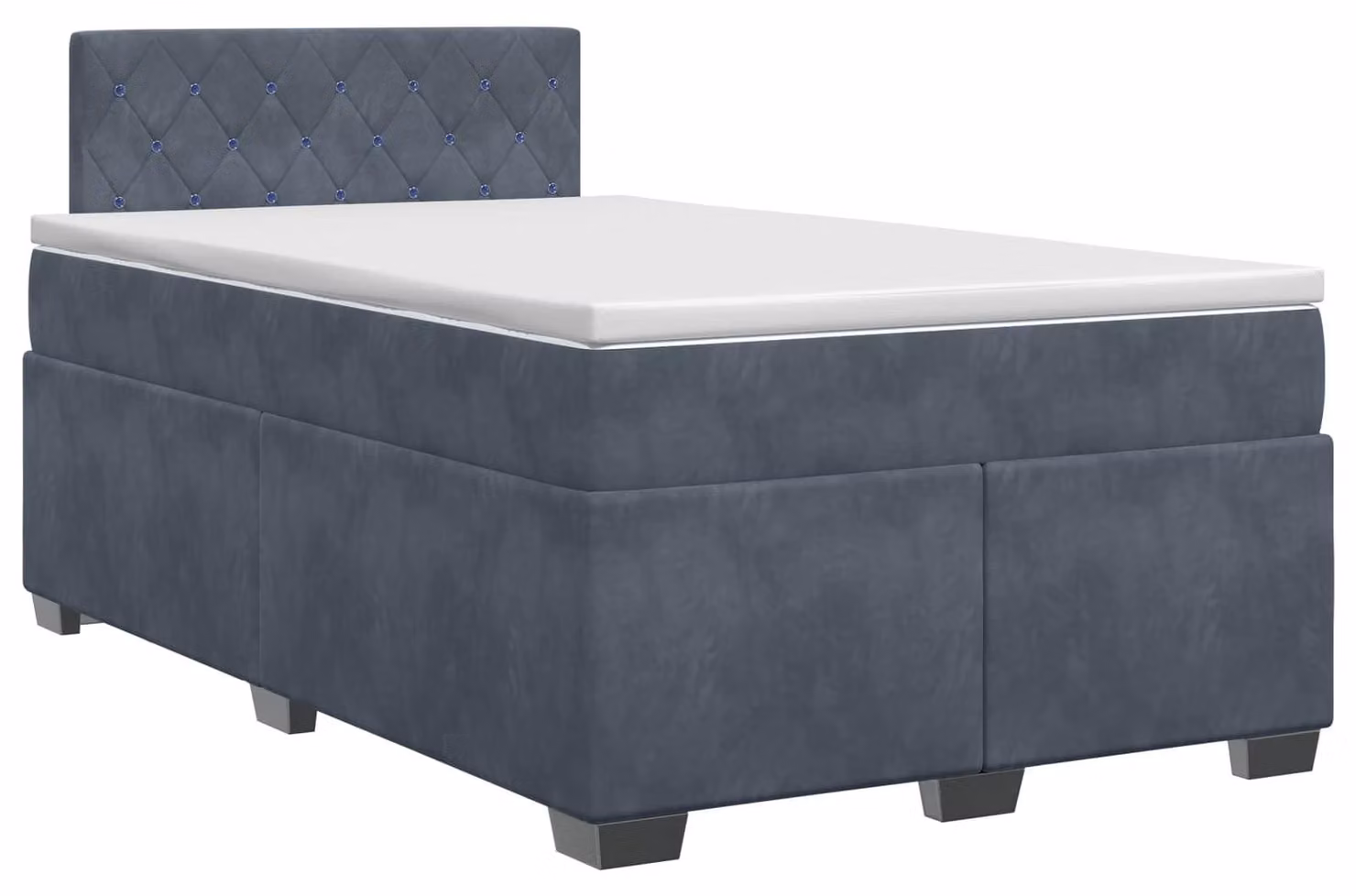 Letto a molle con materasso grigio scuro 120 x 200 cm in velluto