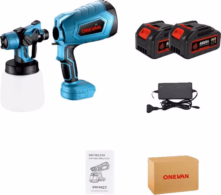 Pistola a spruzzo elettrica, design portatile, prestazioni elevate, 1000 ml - 2 batterie