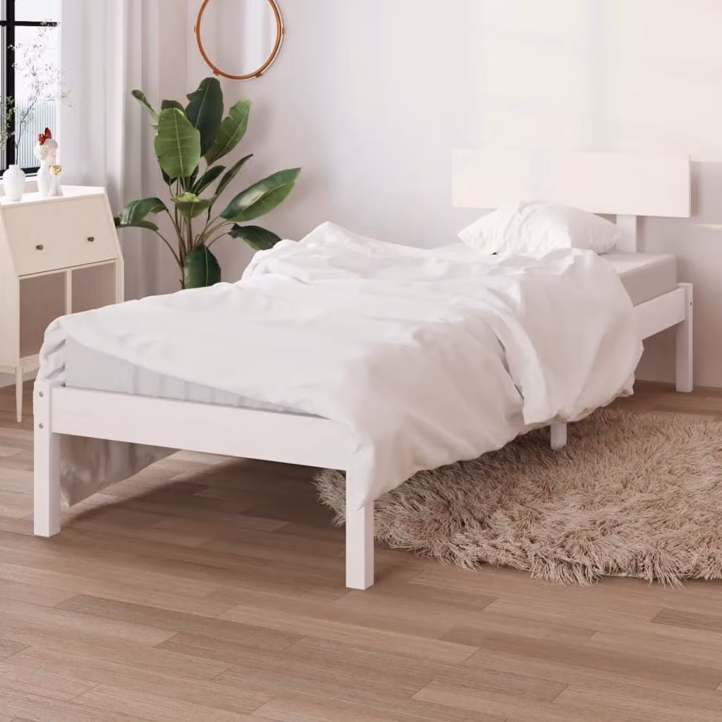 The Living Store Letto in legno massiccio di pino bianco 90x190 cm