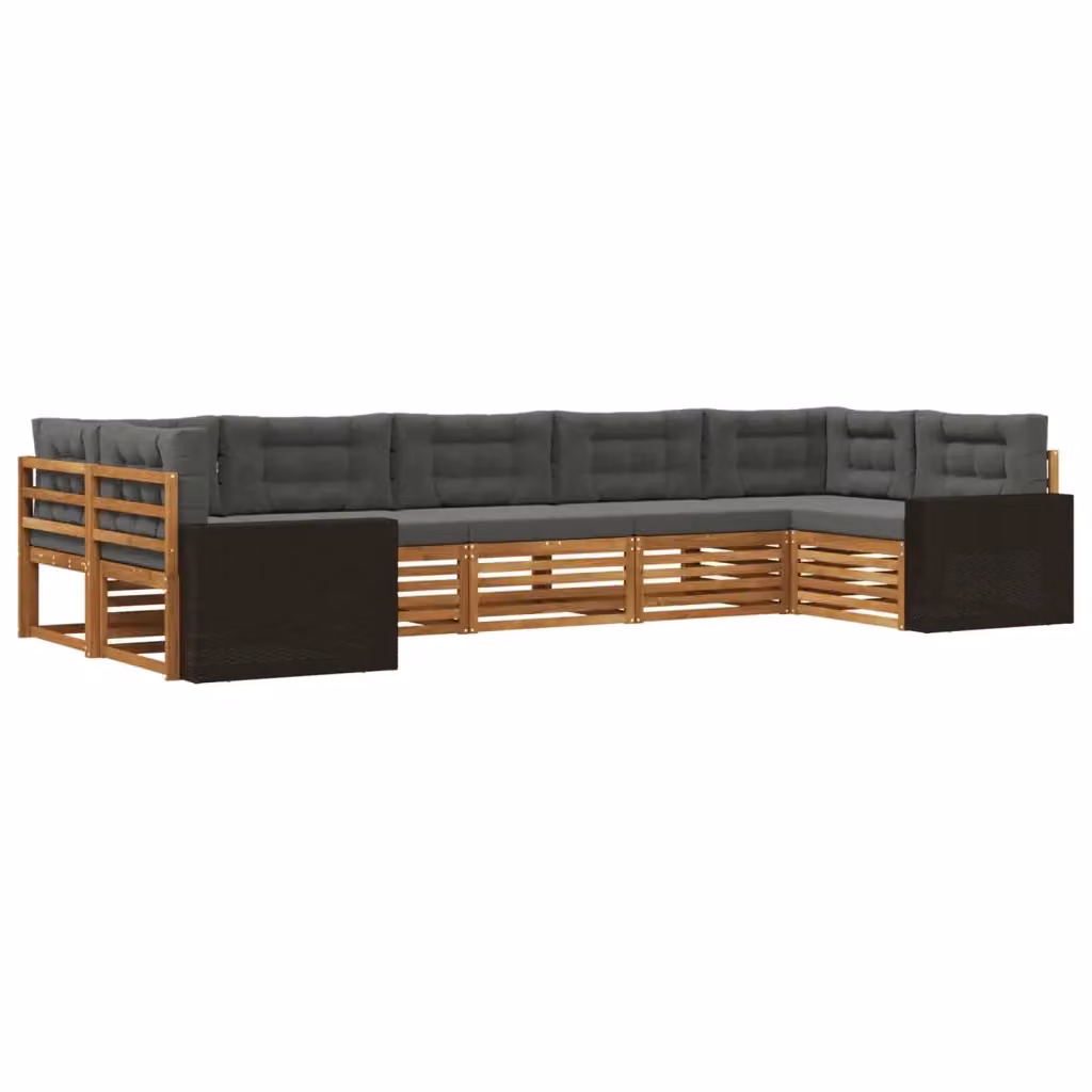 Set di divani da esterno vidaXL in legno di acacia con cuscini, 7 pezzi, Marrone e Antracite – 2