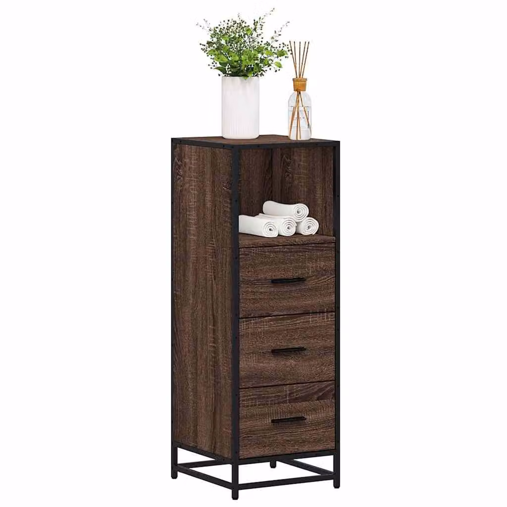 Armadietto da bagno sospeso vidaXL in stile industriale, Rovere Marrone, L/P/H: 35 x 37,5 x 100 cm