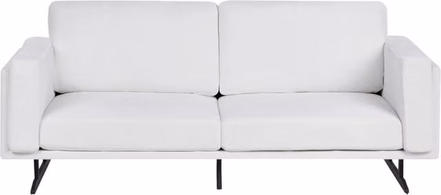 Divano Tessuto Bianco Rivestimento Gambe in Metallo Moderno