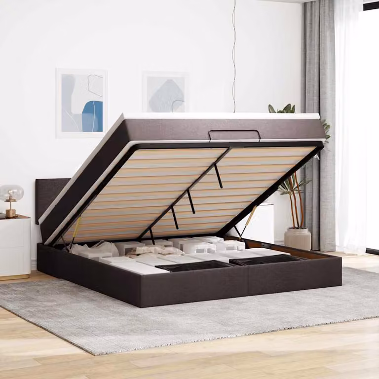 vidaXL Struttura Letto Pouf con Materasso 160x200 cm in Tessuto