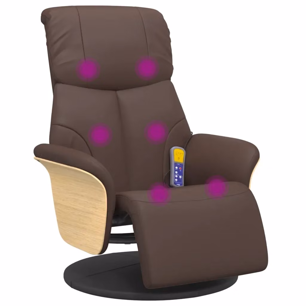 Poltrona Reclinabile Relax vidaXL in Similpelle Marrone con Poggiapiedi e Rotazione 360 Gradi – 2