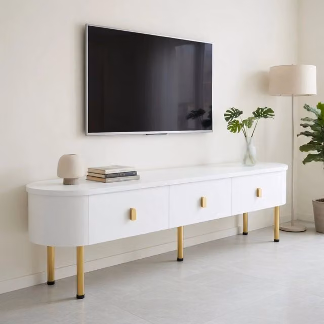 Lowboard bianco in MDF lunghezza 174 cm