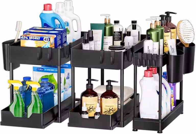 Set Azomor con 3 ripiani regolabili da posizionare sotto il lavello in cucina