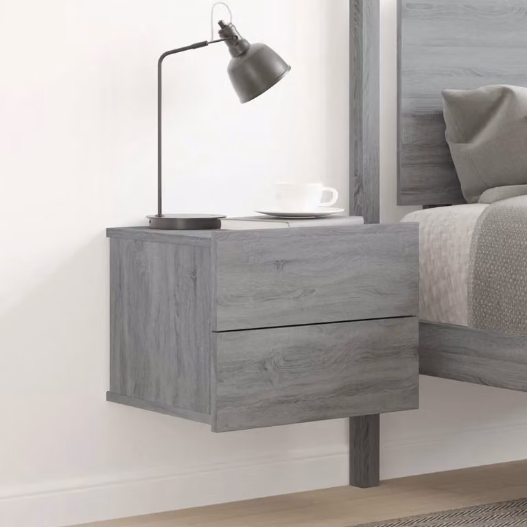 Comodino da parete vidaXL in legno MDF Grigio opaco L: 40 cm, P: 30 cm, H: 30 cm